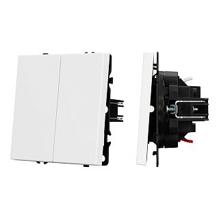 Механизм звонкового выключателя двухклавишный SWT-NOBE-MKR2-SFPL-WH (230V, 10A) (Arlight, Белый кварц)