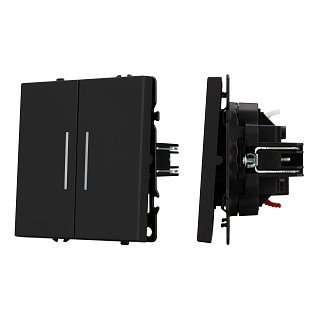 Механизм выключателя двухклавишный проходной LED SWT-NOBE-MKP2-SFPL-L-BK (230V, 10A) (Arlight, Черный оникс)