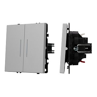 Механизм выключателя двухклавишный непроходной LED SWT-NOBE-MK02-SFPL-L-IS (230V, 10A) (Arlight, Никель)