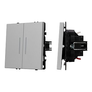 Механизм выключателя двухклавишный проходной LED SWT-NOBE-MKP2-SFPL-L-IS (230V, 10A) (Arlight, Никель)