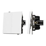 Механизм выключателя двухклавишный непроходной SWT-TENDO-MK02-PL-WH (230V, 10A) (Arlight, Белый)