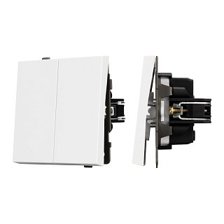 Механизм выключателя двухклавишный непроходной SWT-TENDO-MK02-PL-WH (230V, 10A) (Arlight, Белый)
