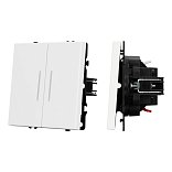 Механизм выключателя двухклавишный проходной LED SWT-NOBE-MKP2-SFPL-L-WH (230V, 10A) (Arlight, Белый кварц)